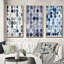 «Universal Grid Circular Watercolor Retro Blue II», 3 pièces sur toile-949821510-949821507