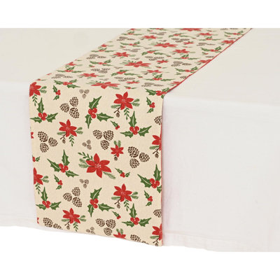 Decoris Home Textiles Multicolor Poinsettia Runner Table Decor