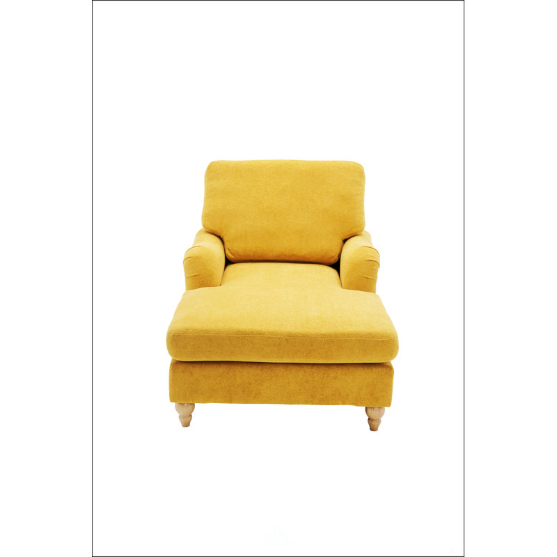 Canapé-lit avec pieds en bois massif, Polyester jaune