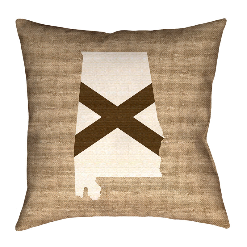 Coussins d’intérieur/d’extérieur brumit alabama flags dans, coussin décoratif/faux linge, 16 po x 1 po, Beige / Brun