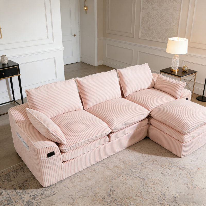 Canapé modulaire modulaire en forme de L Modern, Rose