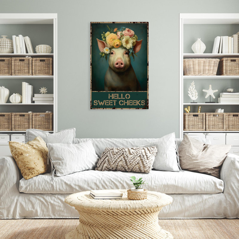 «Mancel Pig Hello Sweet Cheek» sur impression sur toile, H 20 po x l 16 po x P 1,25 po