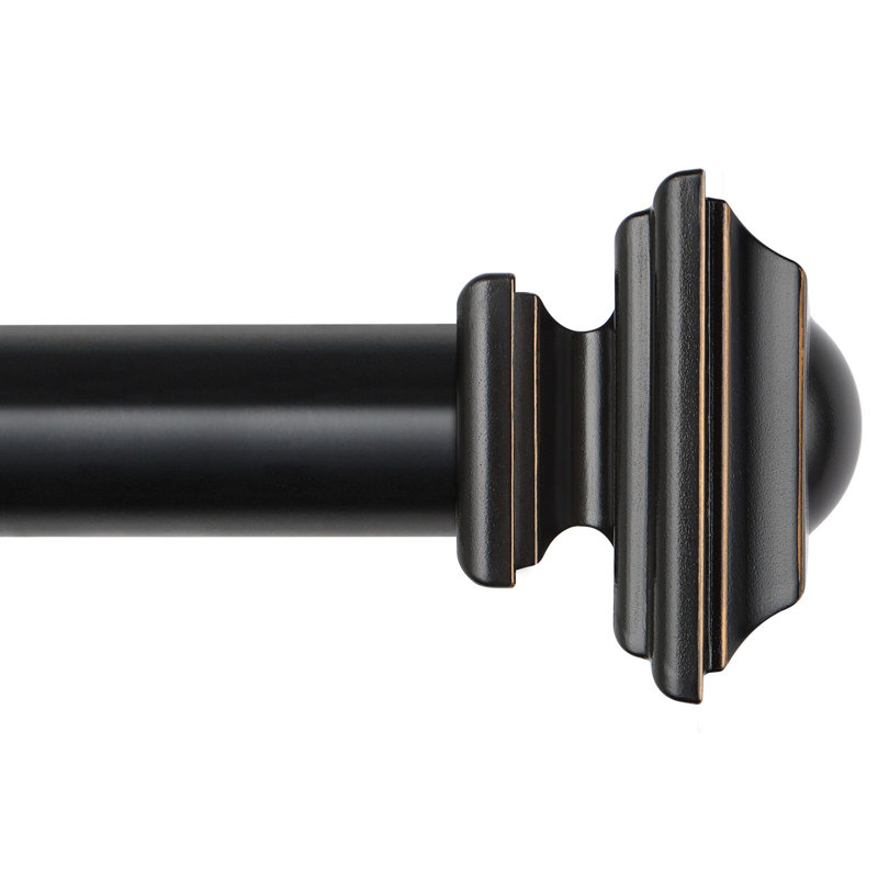 Tringle à rideaux simple réglable Bloxom, 72-144", Noir