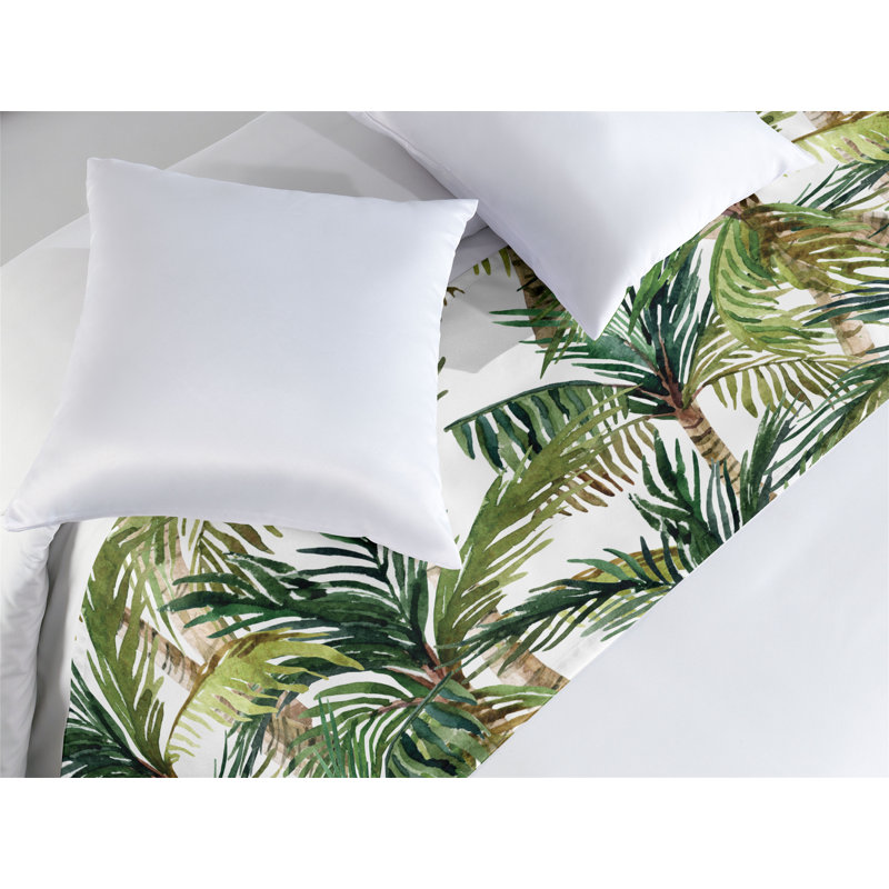 Ambesonne Tropical Bed Scarf Runner Repeating Palm Trees Plot Hunter Green and Caramel, King