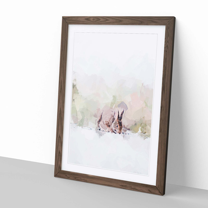 Rabbit Grazing in Abstract - Picture Frame Graphic Art Print, Walnut, 50cm H x 35cm W x 2cm D