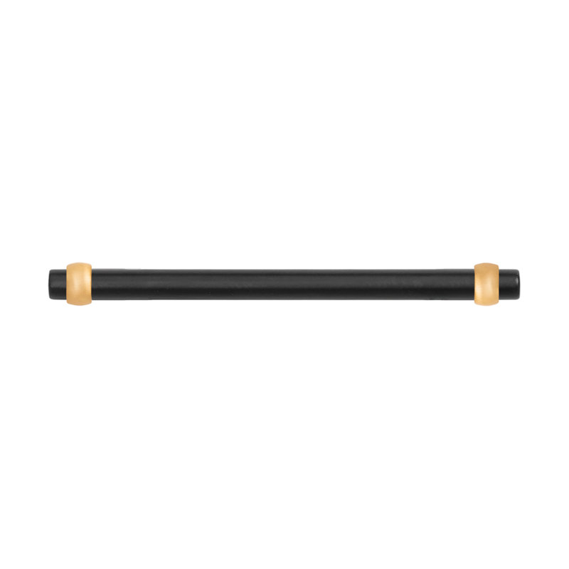 Ostia Collection Pull, 7 14/25", Matte Black/Brushed Golden Brass