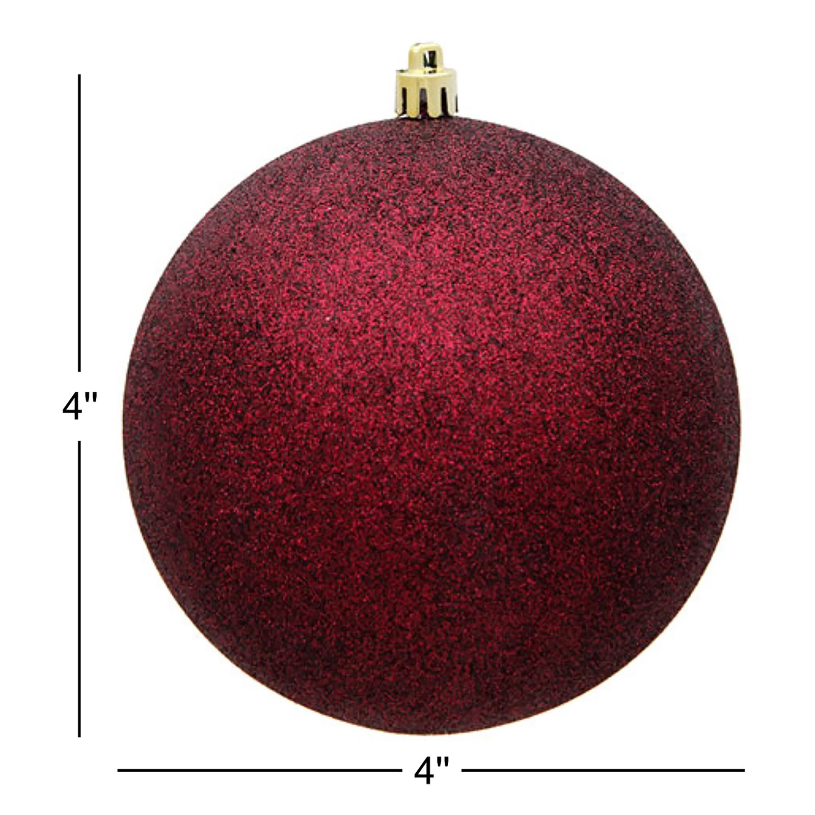 Holiday Décor Ball Ornament, 4" H x 4" W x 4" D, Burgundy