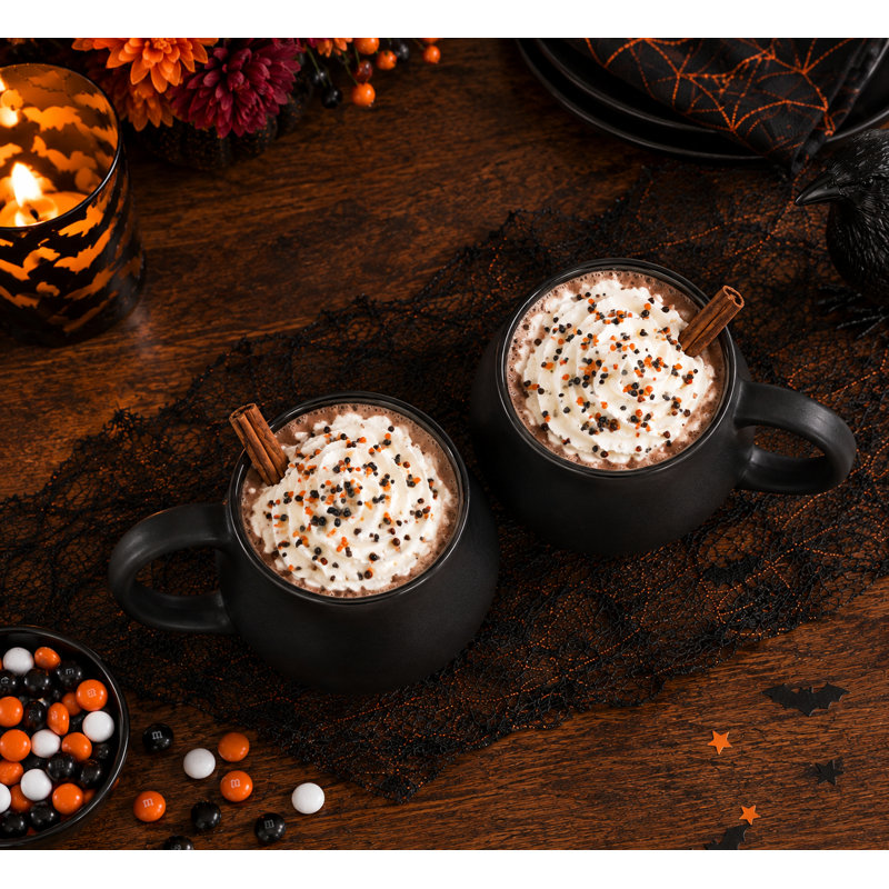 Galerie Tabletops - Ensemble de 2 tasses en grès noir de 650 ml (22 oz) en forme de chaudron