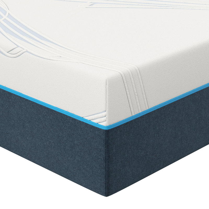 King Size White and Blue Gel Memory Foam Mattress