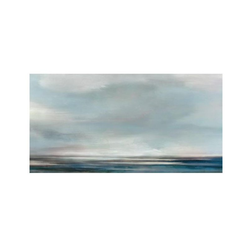Cerulean Field Painting by Elena Carlie, Glass Coat, 30" H x 58" W