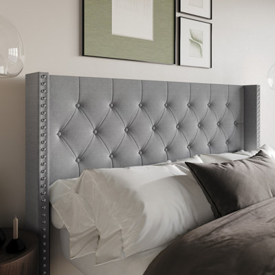 Grinnell Upholstered Linen Wingback Headboard