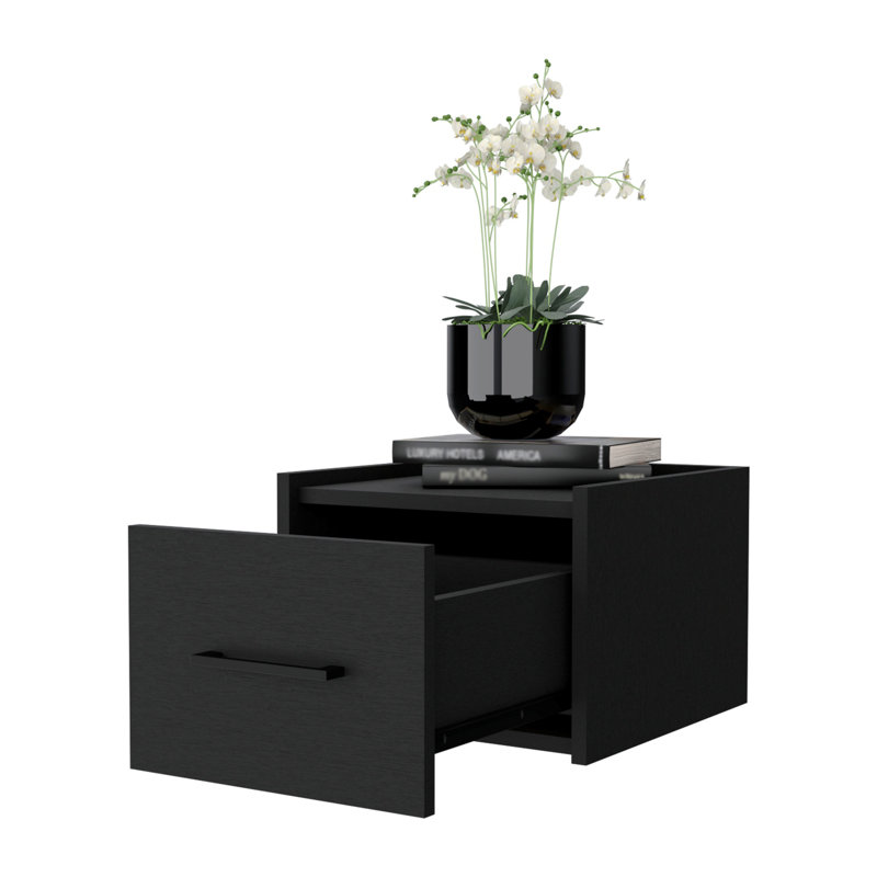 Table de chevet murale flottante, Noir