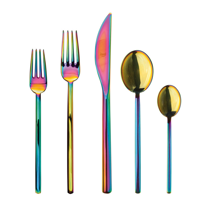 5 - Piece Stainless Steel Flatware Set - Service for 1, Rainbow
