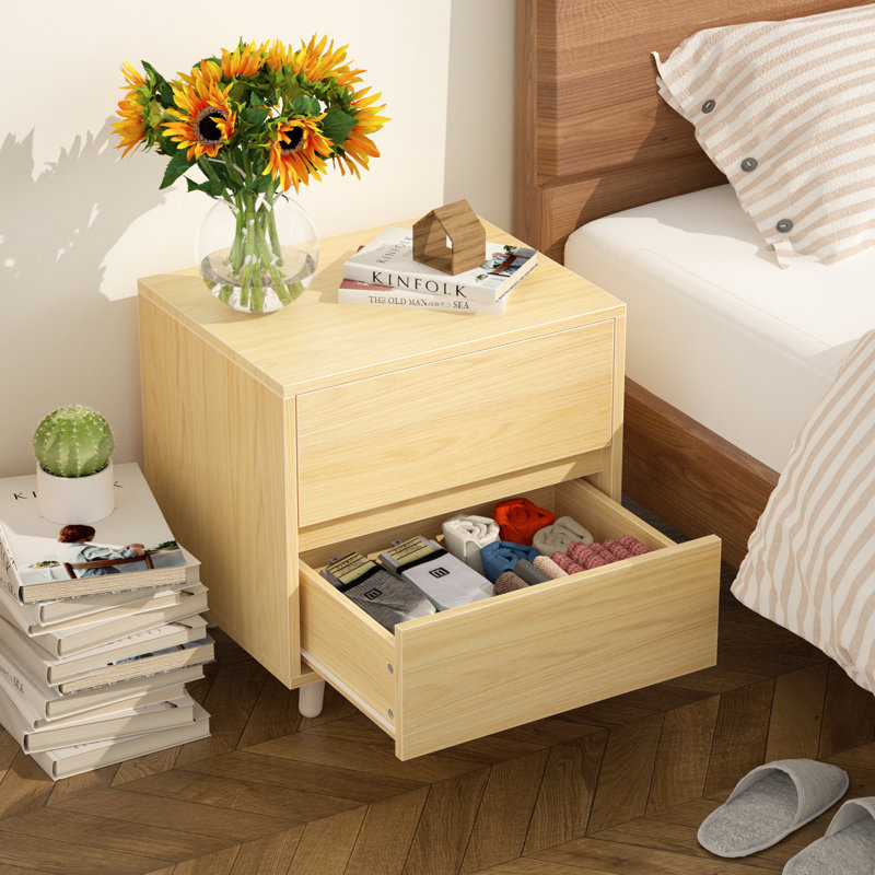 Polyfurniture MDF Nightstand (2 drawers), Natural