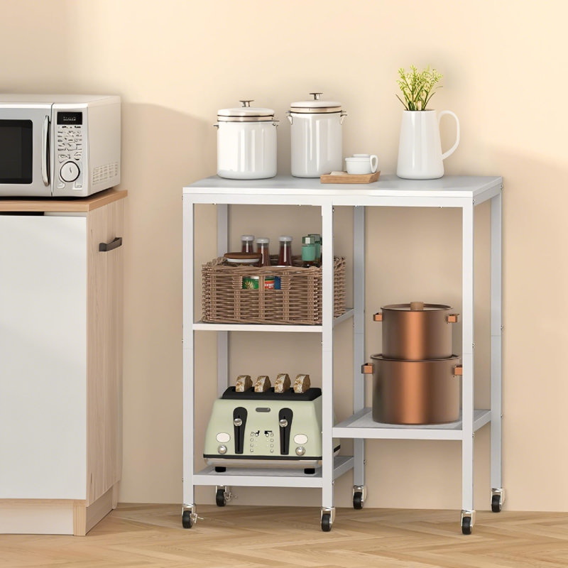 Rolling Kitchen Cart With Ample Storage For Small Spaces In Apartments (Adds Modern Charm)