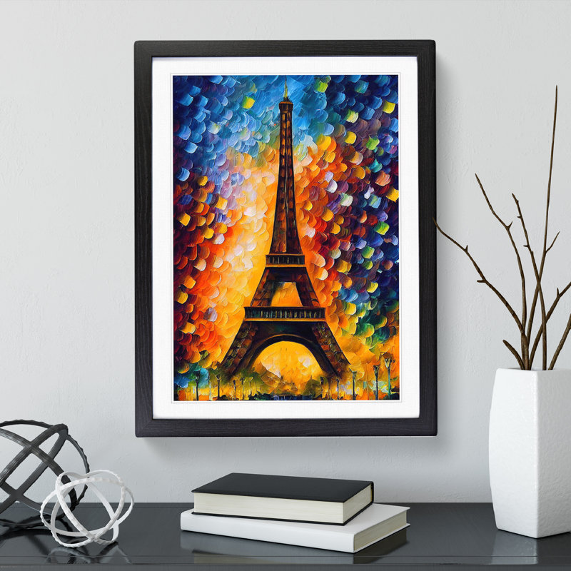 Eiffel Tower In Paris No.2 - Single Picture Frame Print, 64cm H x 46cm W x 2cm D, Black