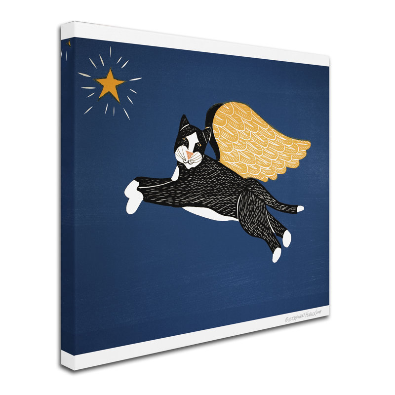 « angel cat », reproduction sur toile tendue, H 35 po x l 35 po