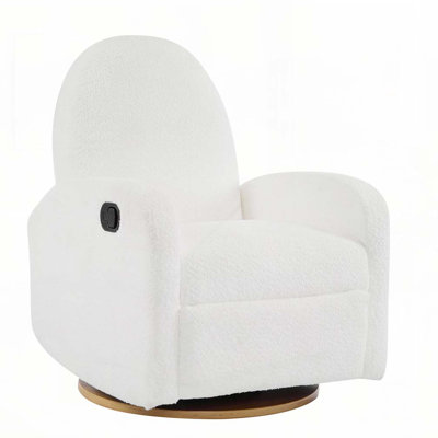 Boucle Fabric 360 Swivel and Glider Recliner Chair