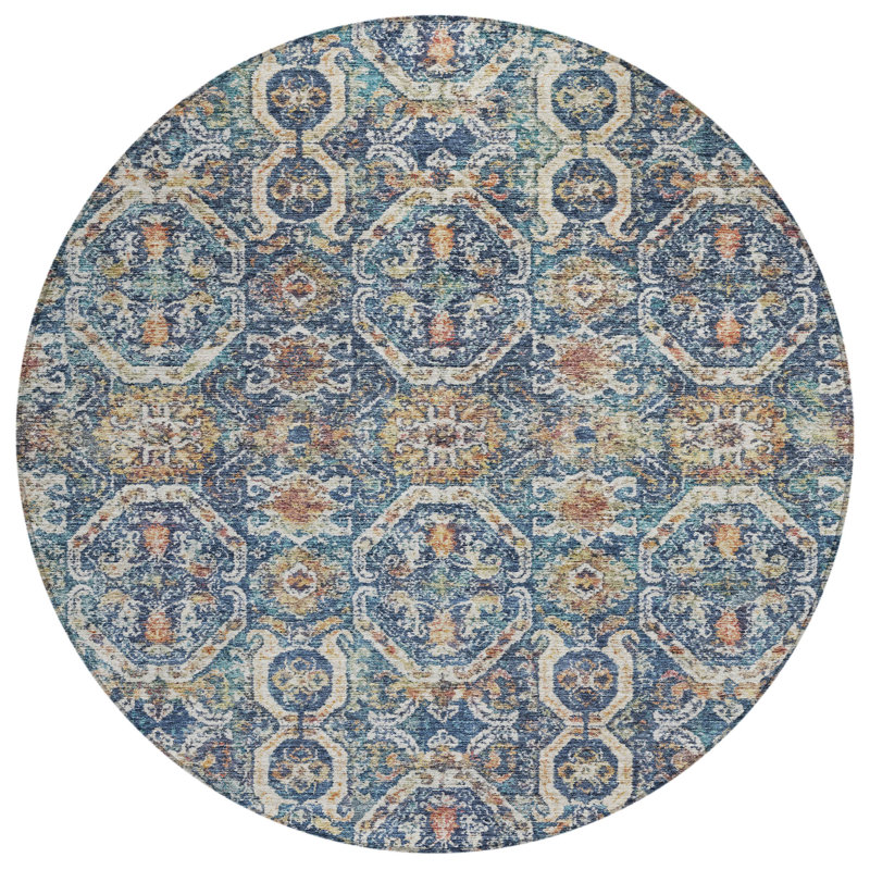 Knotra Blue Washable Indoor-Outdoor Rug - , 8' x 8'