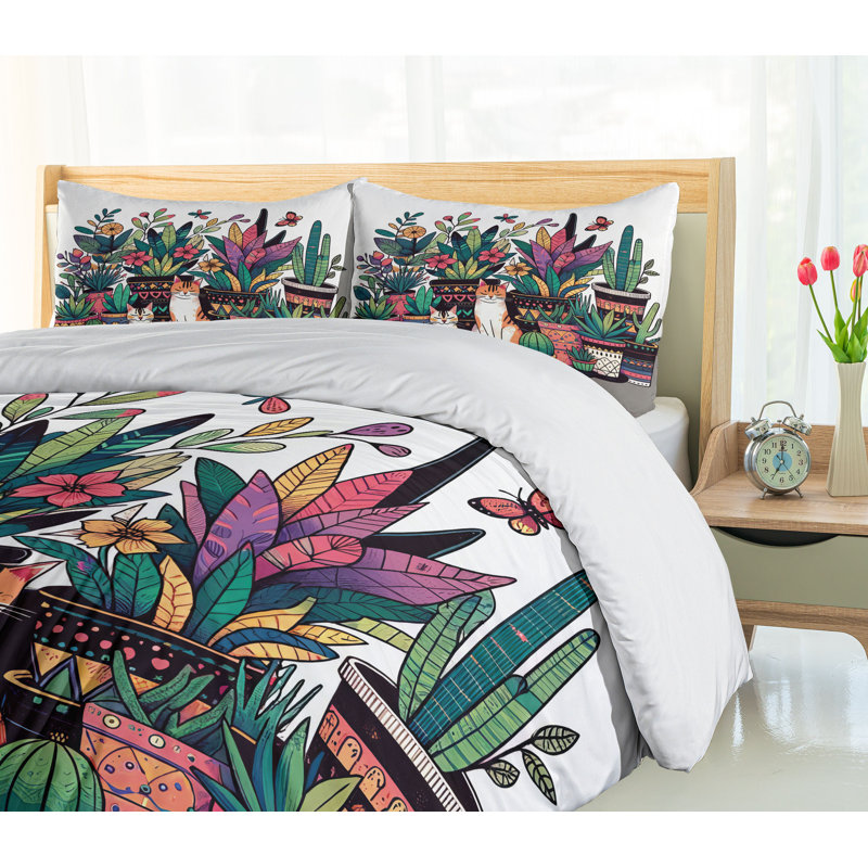 Cat Duvet Cover, California King Duvet Cover + 2 Standard Shams