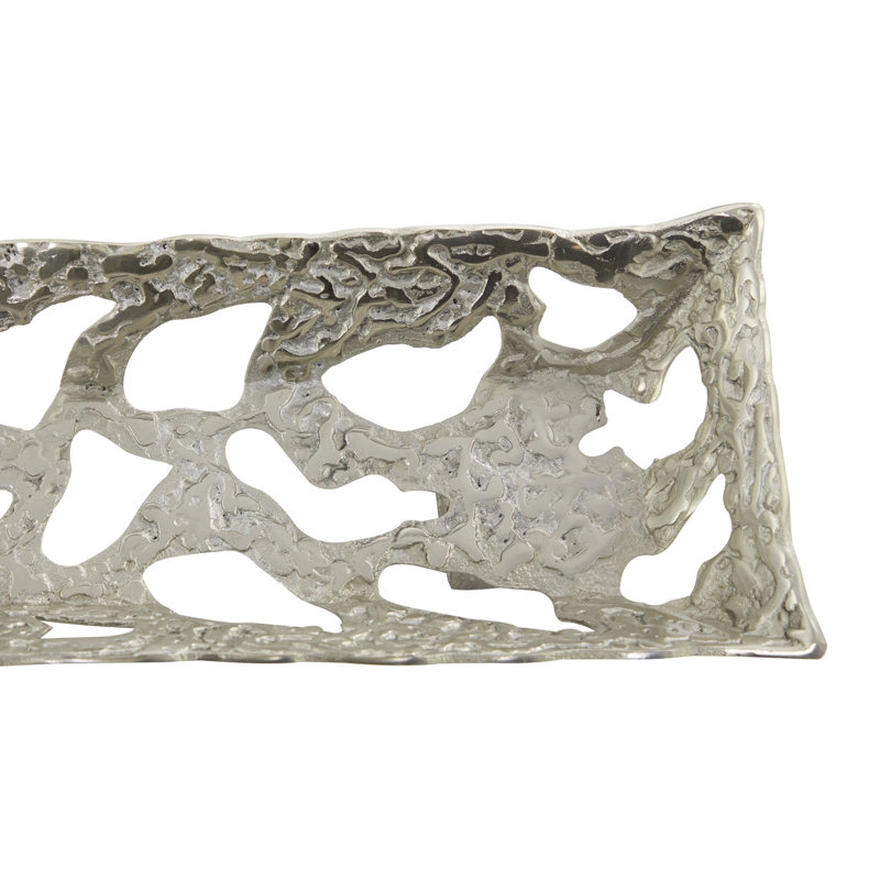 Ensemble de plateaux décoratifs en aluminium et en métal, Argent argent
