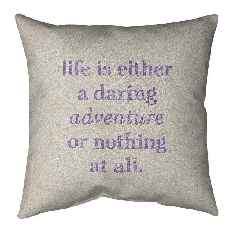 Coussin Handjet, 16 po x 1 po, Beige / Mauve, Housse de coussin seulement - sans coussin