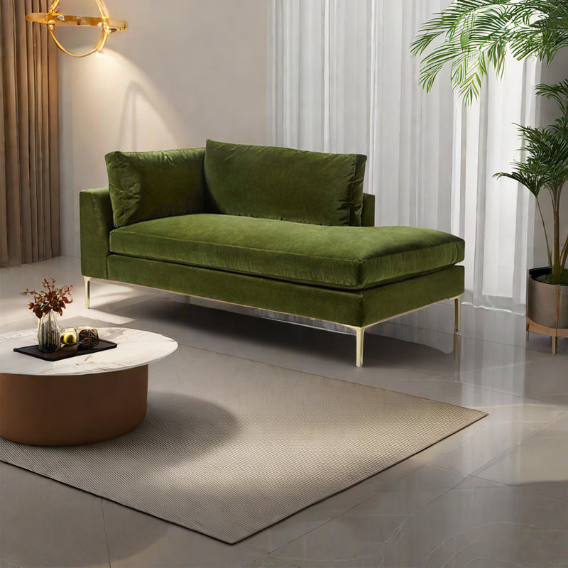 Fauteuil inclinable à haute élasticité en velours léger de style luxueux, Olive, Accoudoir à gauche (vu de face)