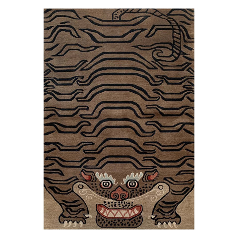 Brown rug with tiger design