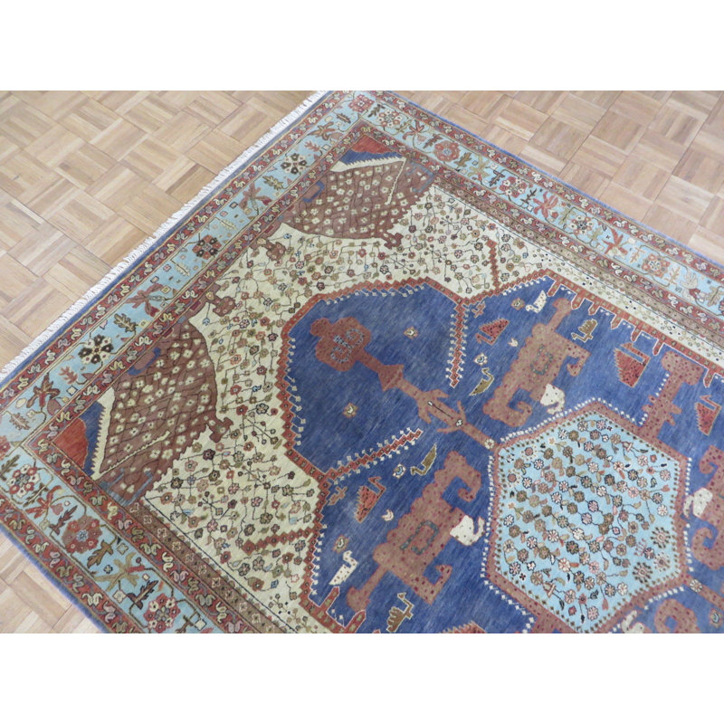 Tapis zone en laine noué la purplish/bleu 6 pi x 8 pi en laine one-of-kind-the main LaJuante