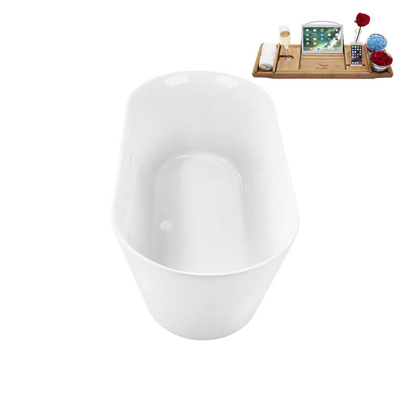 59.1'' x 27.6'' Soaking Acrylic Bathtub, Glossy White