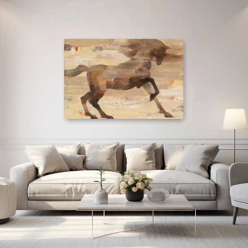 Impression sur toile, "Stepping High Traditional Horse Wildlife", 40" H x 60" W