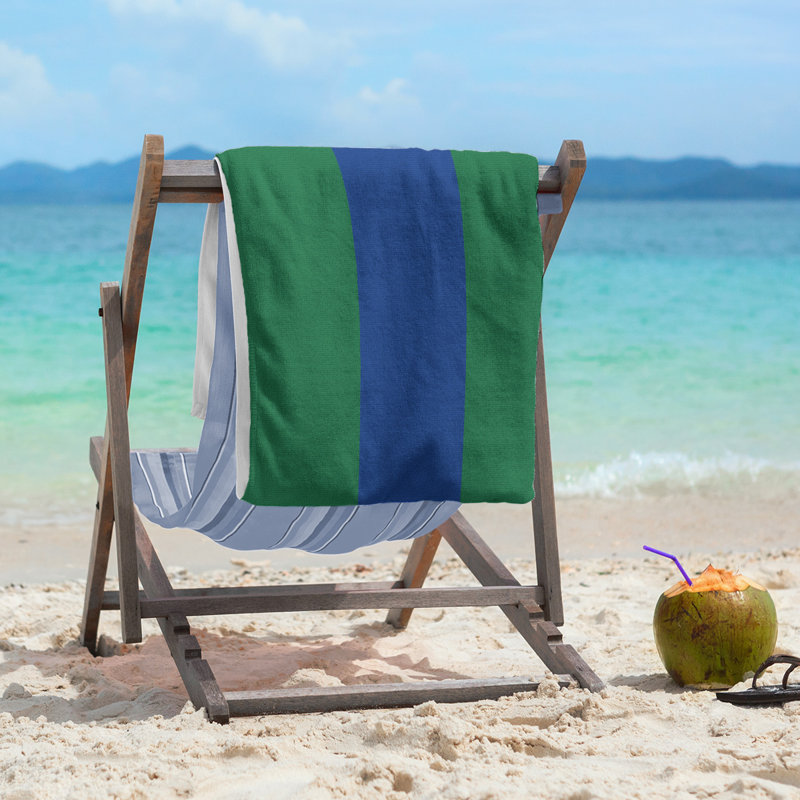 Cotton Blend Beach Towel, Dark Green/Blue