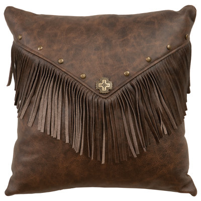 Coussin en cuir avec frange Wooded River Road Warrior Drive Force