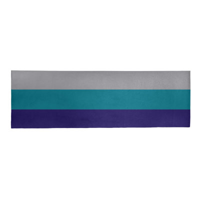 Tapis mauve foncé/bleu/vert/gris rayé