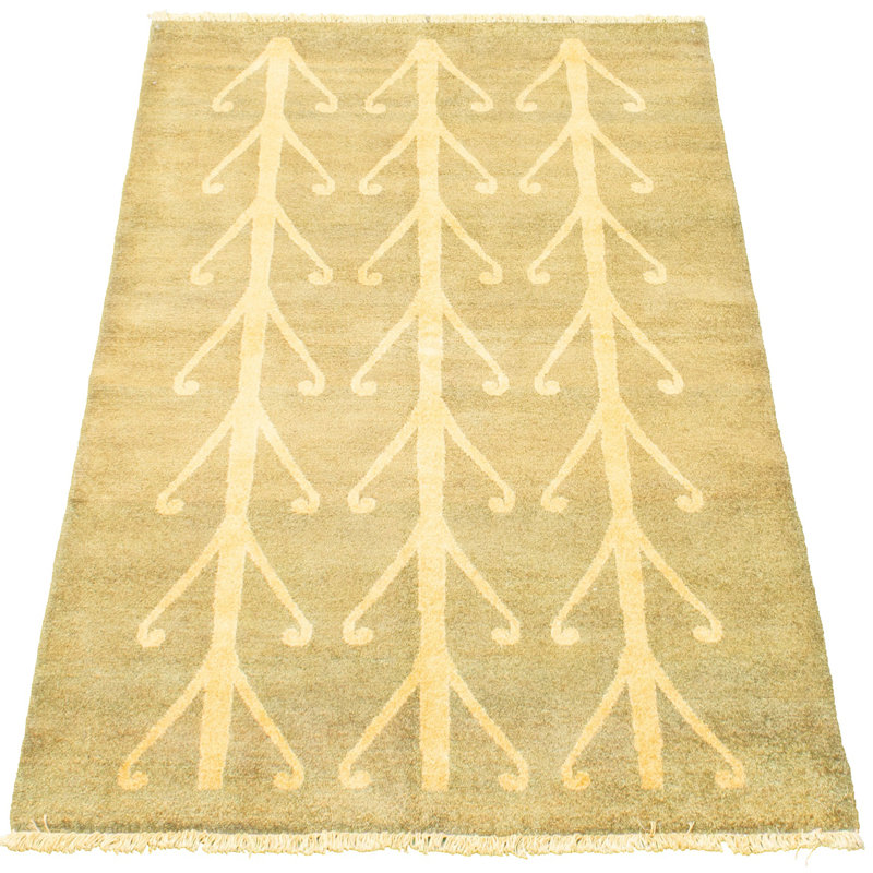 Tapis de zone en laine ziegler 4 pi 2 po x 5 pi 10 po one-of-kind à la main-noué la 2010 Nehru