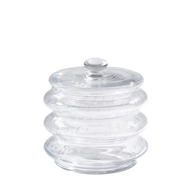 Wave Canister-Clear Seeded-Lg, 8" H x 7.75" W x 7.75" D