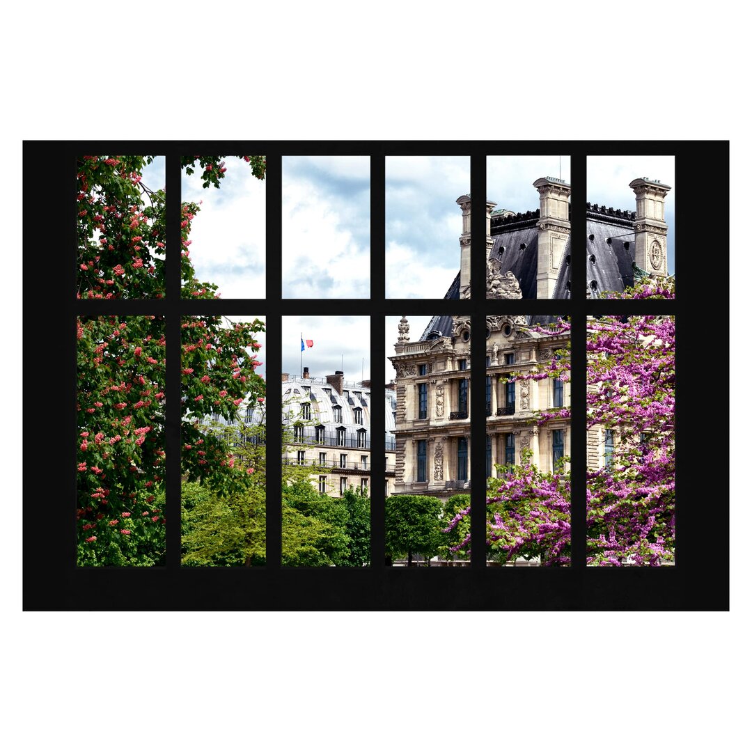 Matt Fototapete Fenster Frühling II Paris 2,9 m x 432 cm