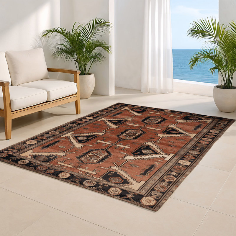 Tapis d'intérieur et d'extérieur brun Persian, Rectangle 4pi x 6 pi