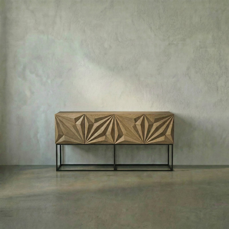 Zurich 60'' Solid Wood Top Console Table, Bleached Walnut