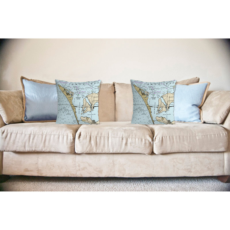 Nautical Map Outdoor Reversible Throw Pillow