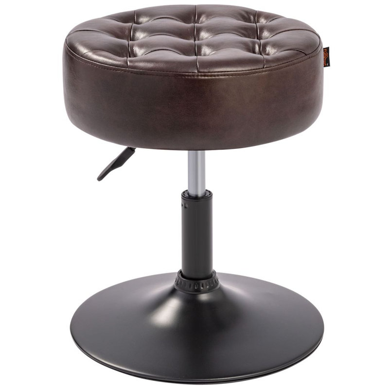 Modern Swivel Adjustable Height Accent Stool, Black Brown PU