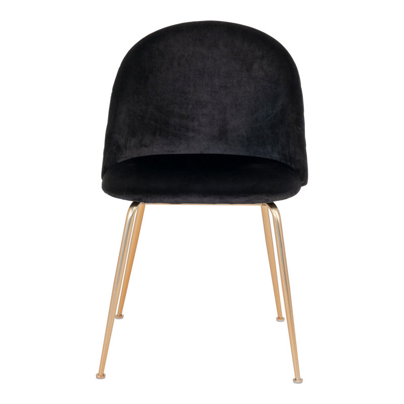 46cm H Velvet Upholstered Massivrücken Side Chair, Gold
