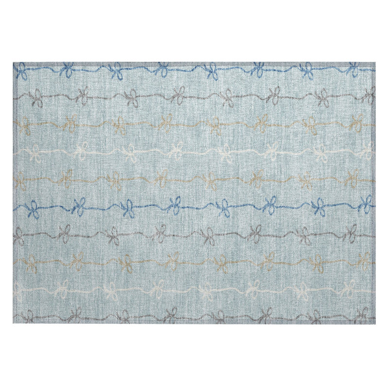 Machine Washable Indoor/Outdoor Chantille ACN2593 Kids Rug, 1'8" x 2'6", Sky
