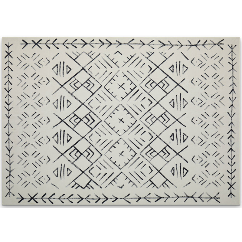 Imitation Cashmere Non-Slip Cotton Bottom Soft Area Rug Fishbone Nordic Style Skin-Friendly Carpet, Rectangle 6' x 8'9"