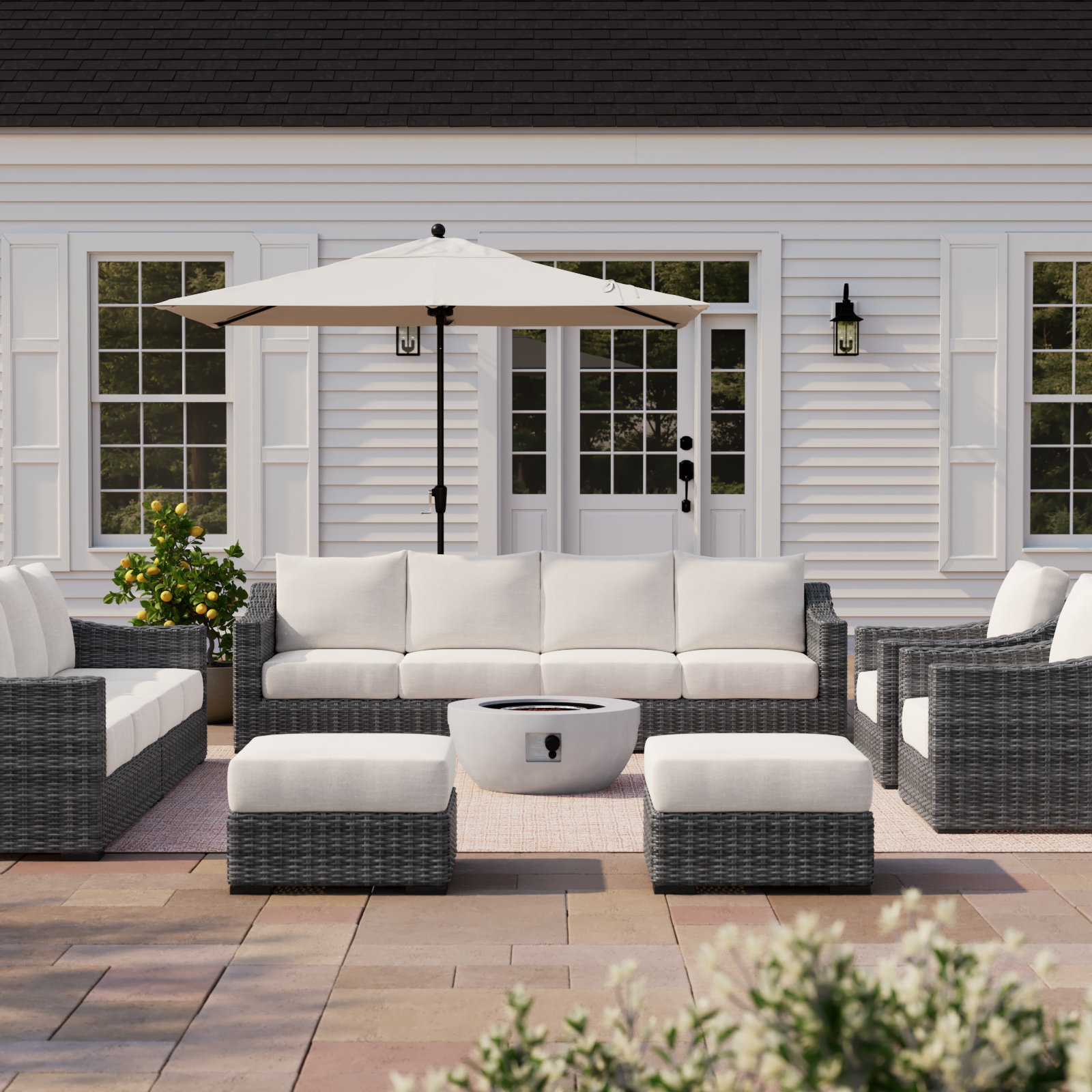 Eloisa 12 - Person Outdoor Conversation Set, Yes, Beige, Gray