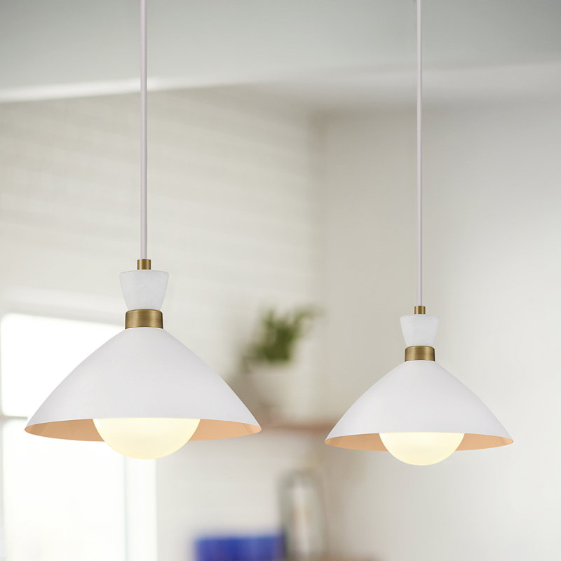 Kita 1 - Light Heritage Brass Pendant, White