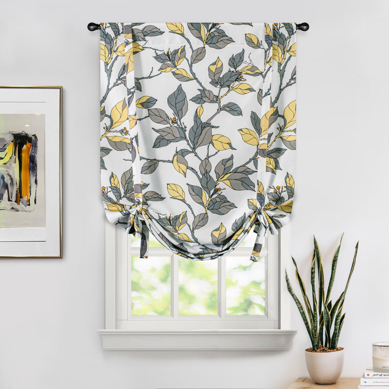 Abdouallah Blackout Curtain Single Panel, Yellow/Gray, 25" W x 47" L