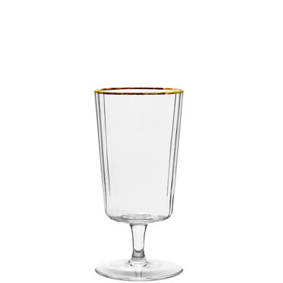 10 Strawberry Street Grace Gold Rim Glassware, Water Goblet