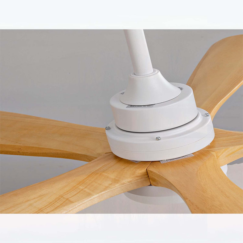 Ventilateur de plafond moderne de 52 pouces avec 3 lumières DEL à intensité variable, 5 pales en bois massif, télécommande, moteur à courant continu réversible