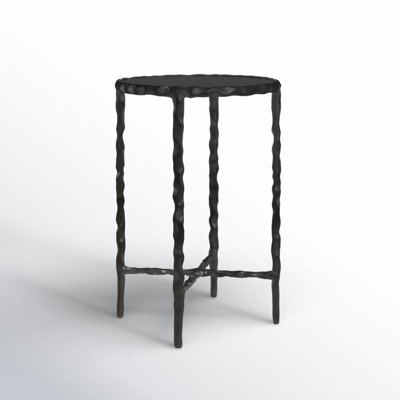Gimlet Black Aluminum Metal Side End Accent Table with Shaded Glass Top, 15" x 15" x 22", Black
